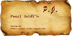 Peszl Jolán névjegykártya